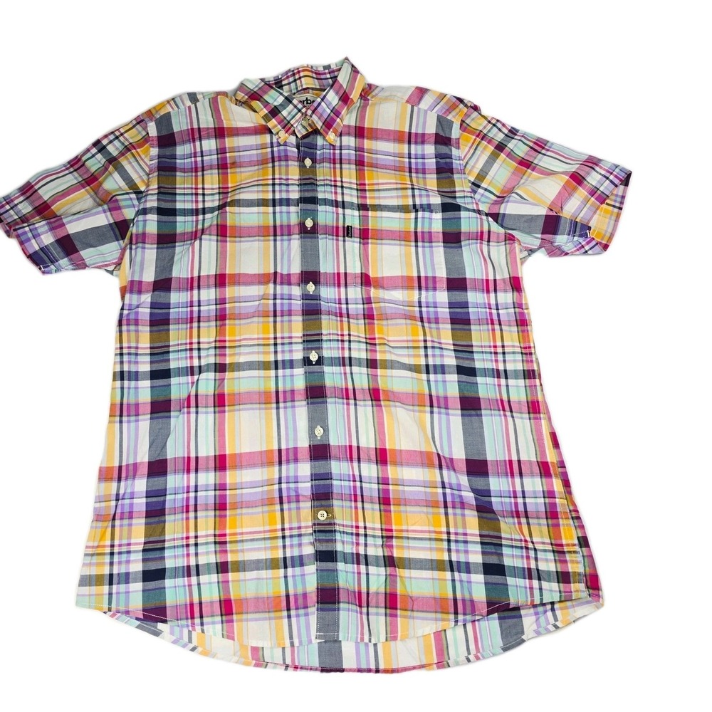 Barbour Tailored Fit Kinson Short Sleeve Button Up Shirt Mens Medium Button Down